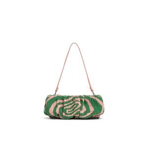 STAUD Pink Green Swirl Psychedelic Beaded Patterned Bean Convertible Bag Purse